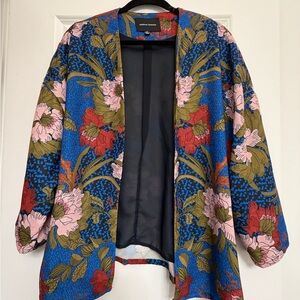 Anthropologie Floral Blazer - Blue, Red, Green